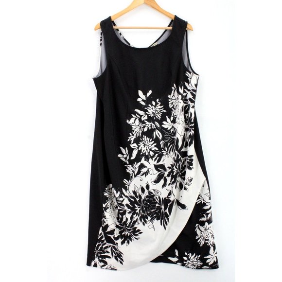 Maya Brooke Dress Womens Black Casual Floral Pattern Sleeveless Size 18W - Picture 1 of 8